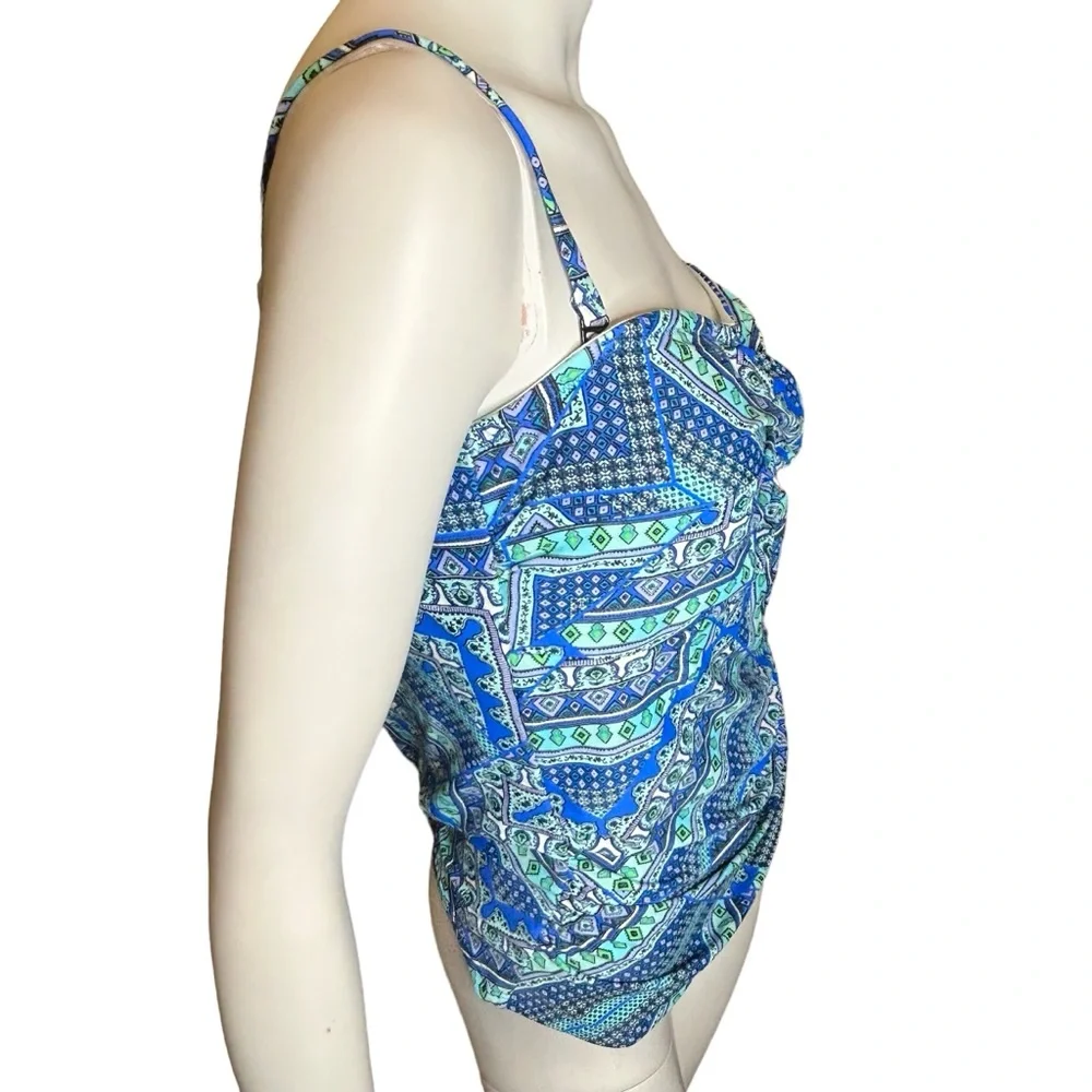 NWT Croft & Barrow Tankini Top Size 14 Blue Green